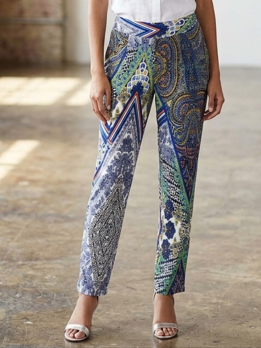 Fracomina Made In Italy Multicolor Paisley Women's Pants Size 40/ Xs-S - Picture 2 of 11